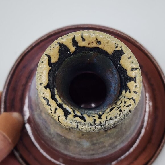 Studio Pottery Handcrafted Multicolor Ceramic Vase or Candle Holder With Drip Gl - Picture 8 of 9